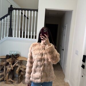 Women's Faux Fur Jacket in Tan